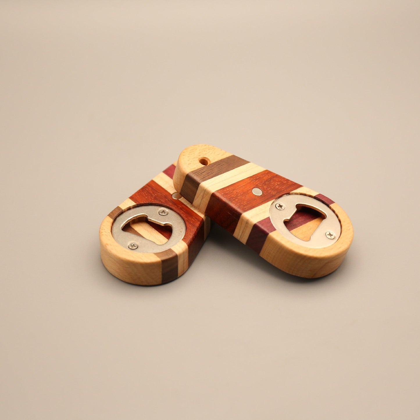 Two wooden bottle openers with a handle made of wood- yourstuffmade
