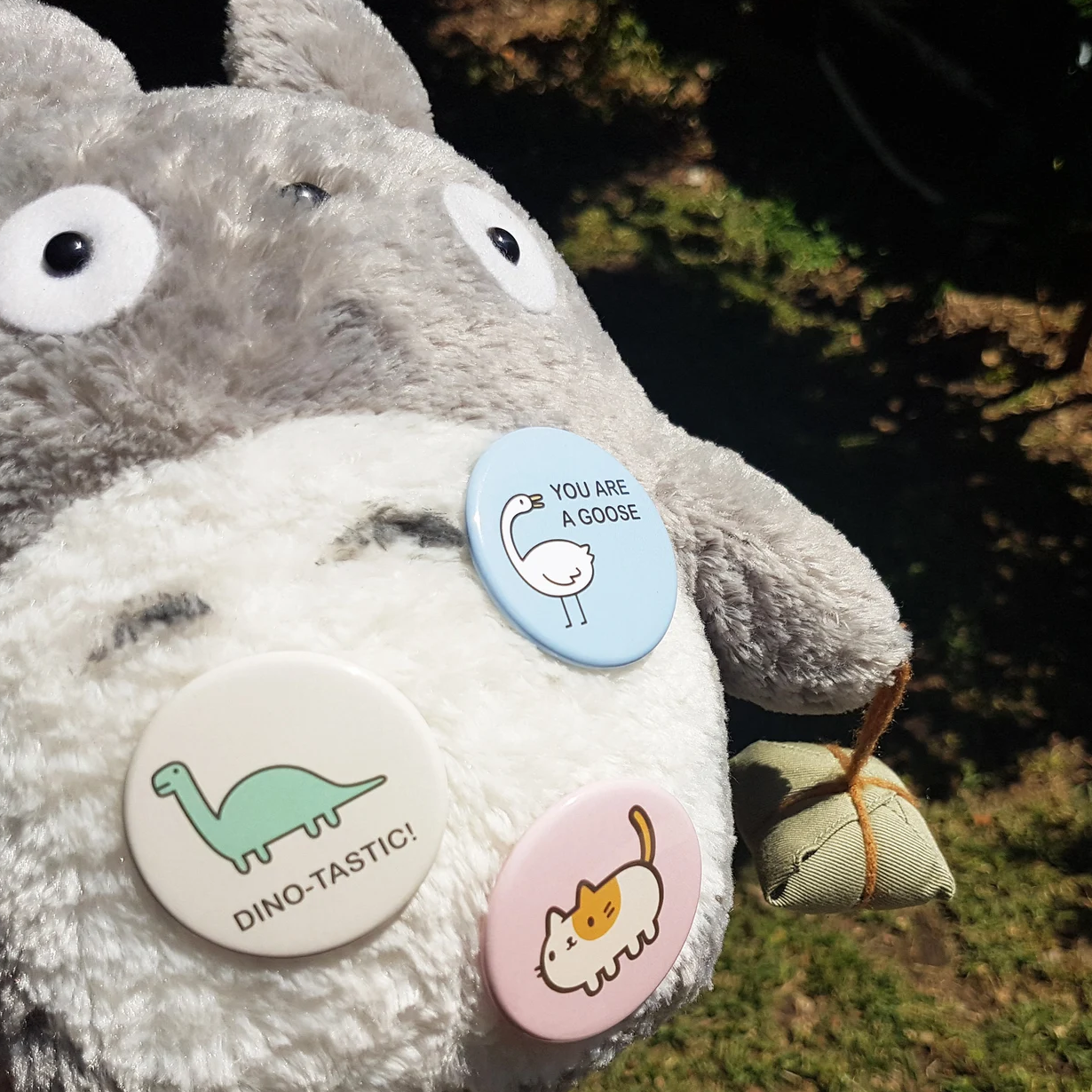 Totoro goose cat dino badge button yourstuffmade