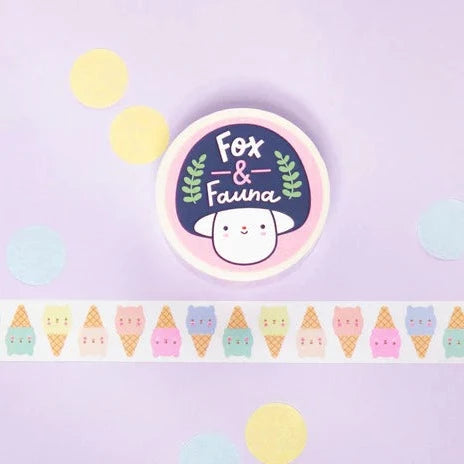 Washi tape with "Fox & Fauna" text
