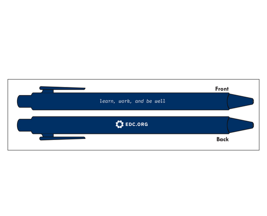 Dark navy EDC.org ballpoint pen with white logo, sleek EDC pen for everyday carry and writing.