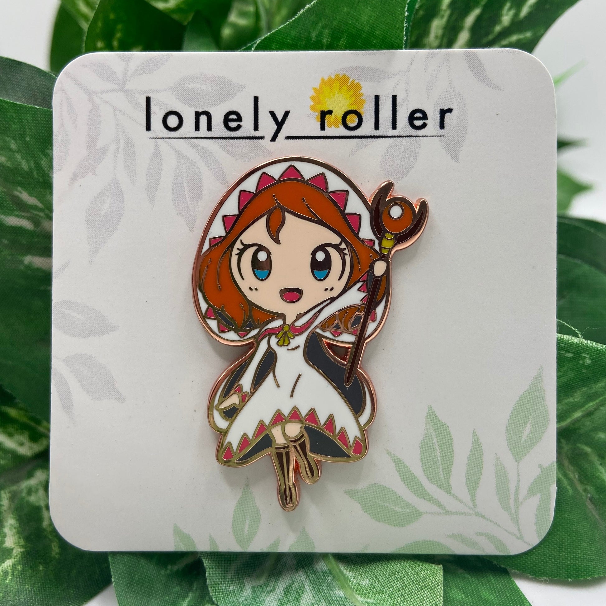 Hard Enamel Pin on Backing Card with "lonely roller" text