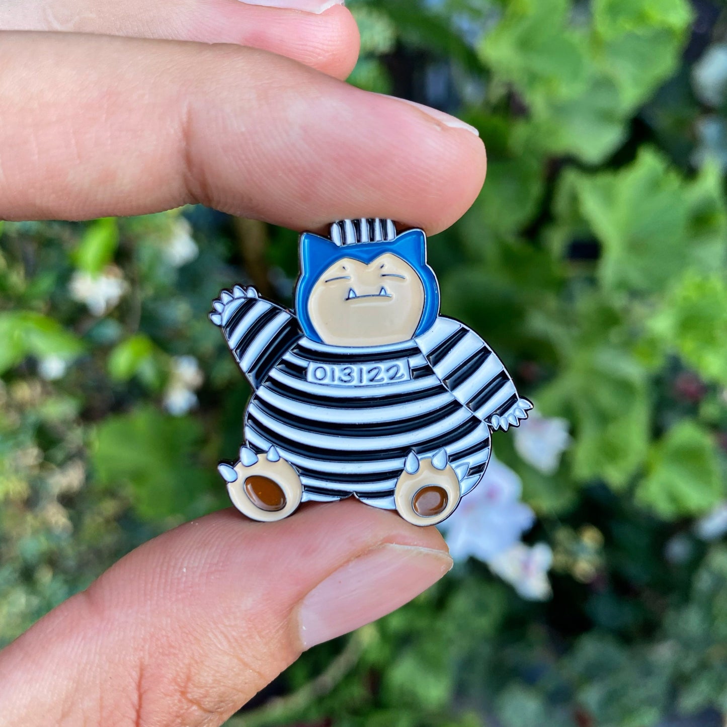 Snorlax Soft Enamel Pin with "013122" text