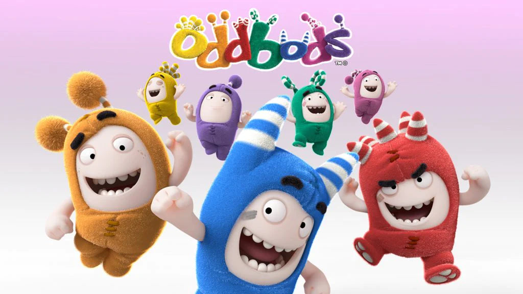 Colorful Oddbods Kids merchandise project by YourStuffMade, featuring sustainable custom products for children from the Oddbods brand.